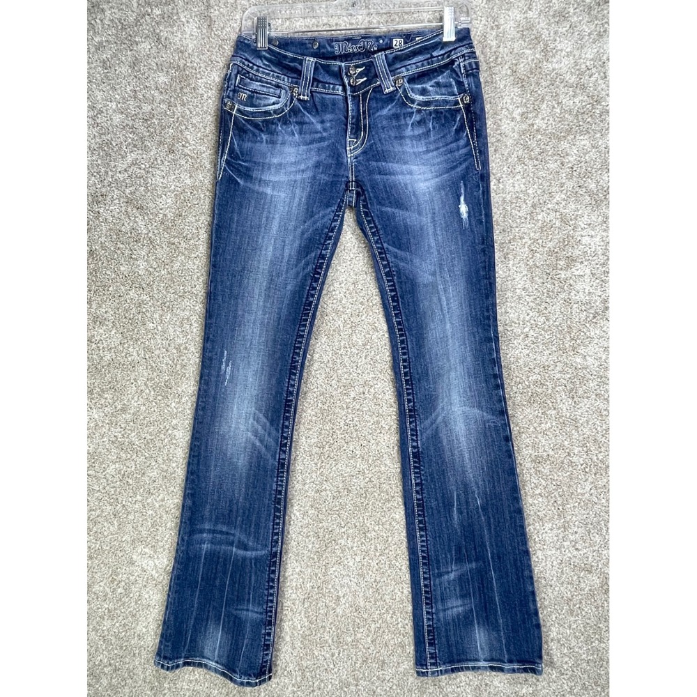 Miss Me Embellished Cross Bootcut Jeans Womens Sz 28 Blue Western Stretch Denim